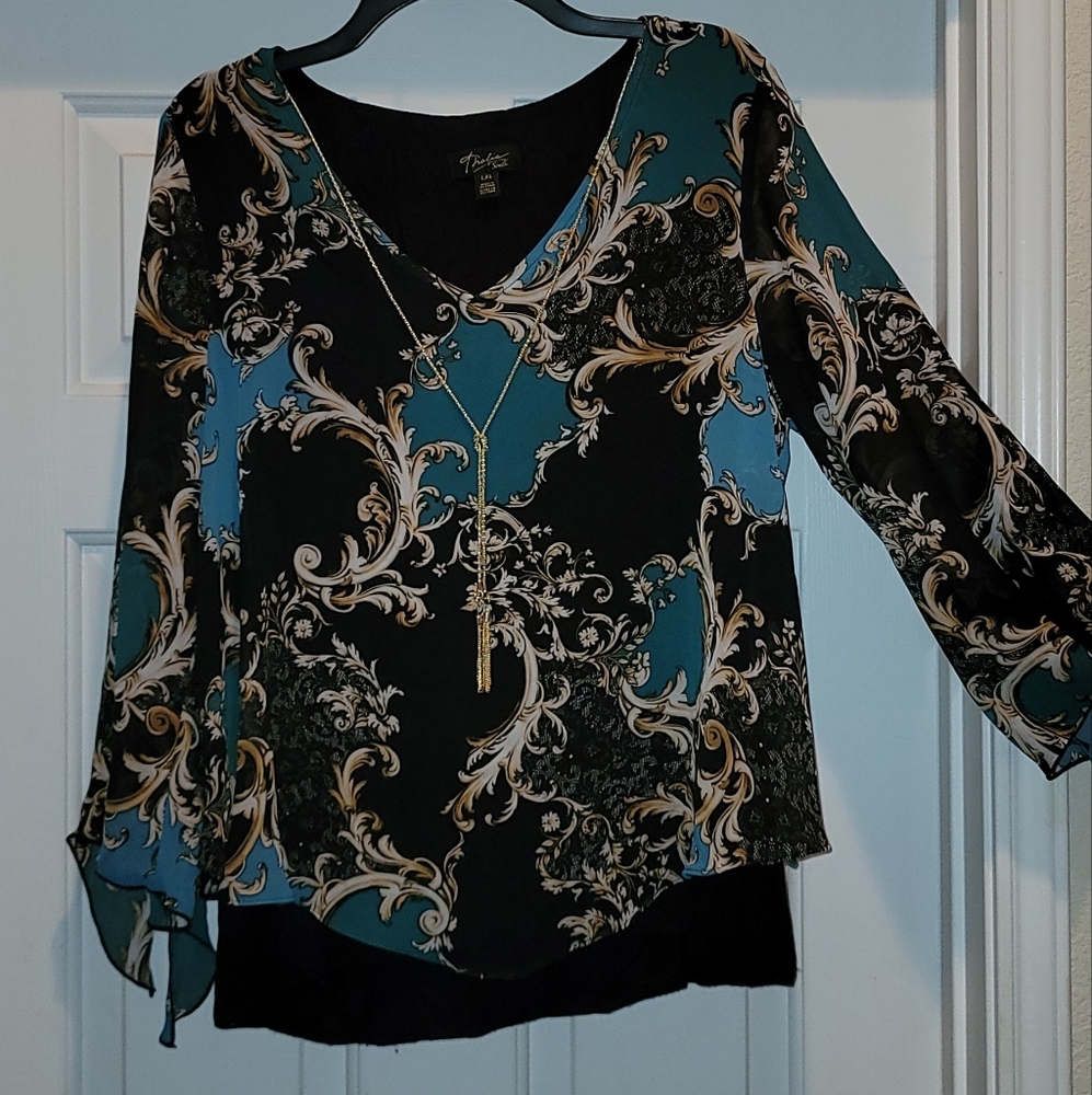 Thalia Sodi Blouse with Gold-plated Necklace Attached